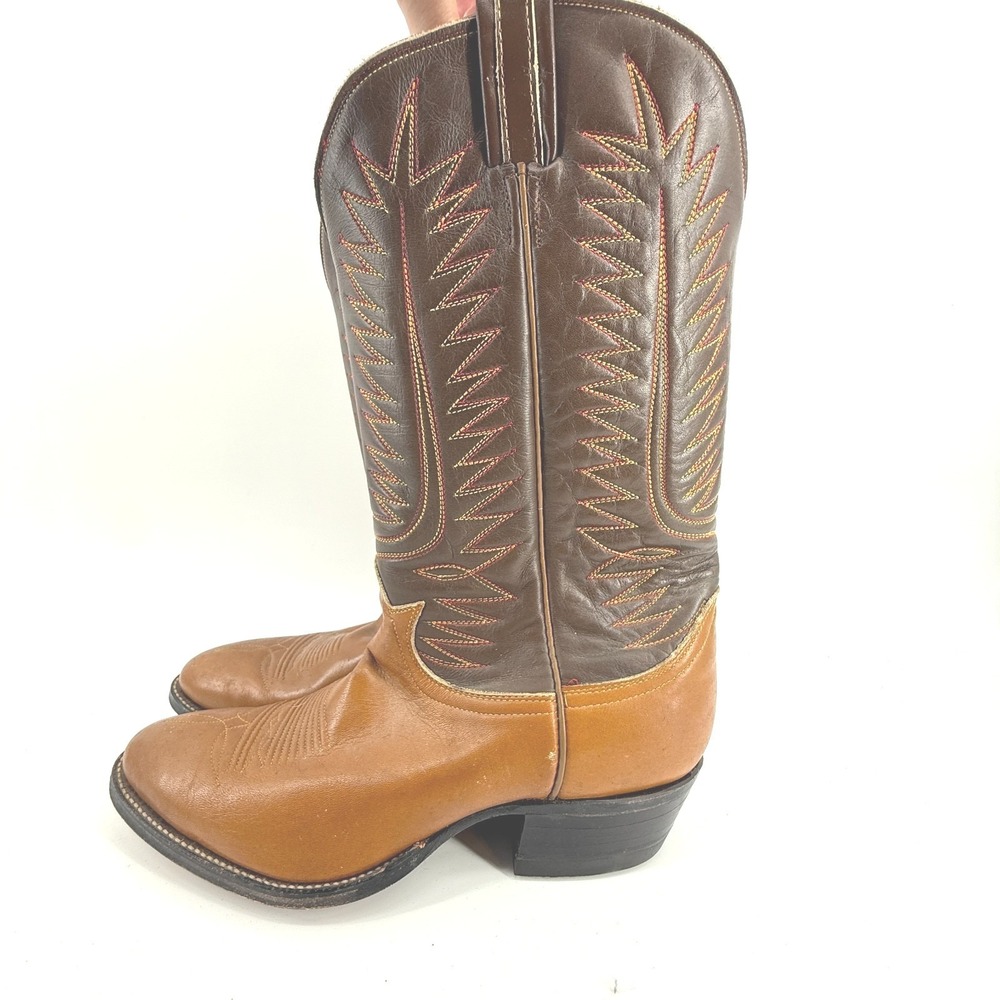 TONY LAMA #4105 Mens Sz 10.5 B5 Boots Brown Black Leather Western Cowboy‎ Boots